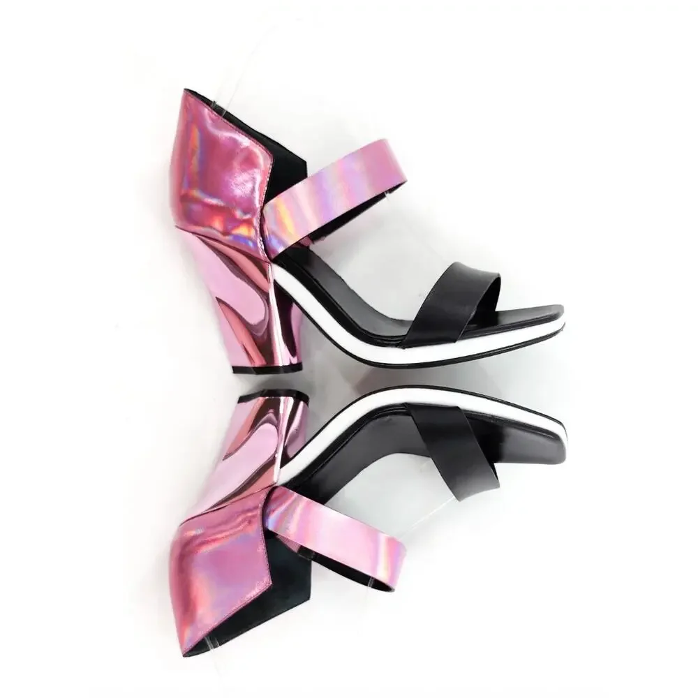 MISSONI Iridescent Pink Faceted D'Orsay Heels New Floor Model Sz 39 8.5 NWT - Picture 6 of 11